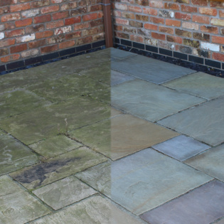 Grey Composite Decking Cleaner Before and After  Swatch